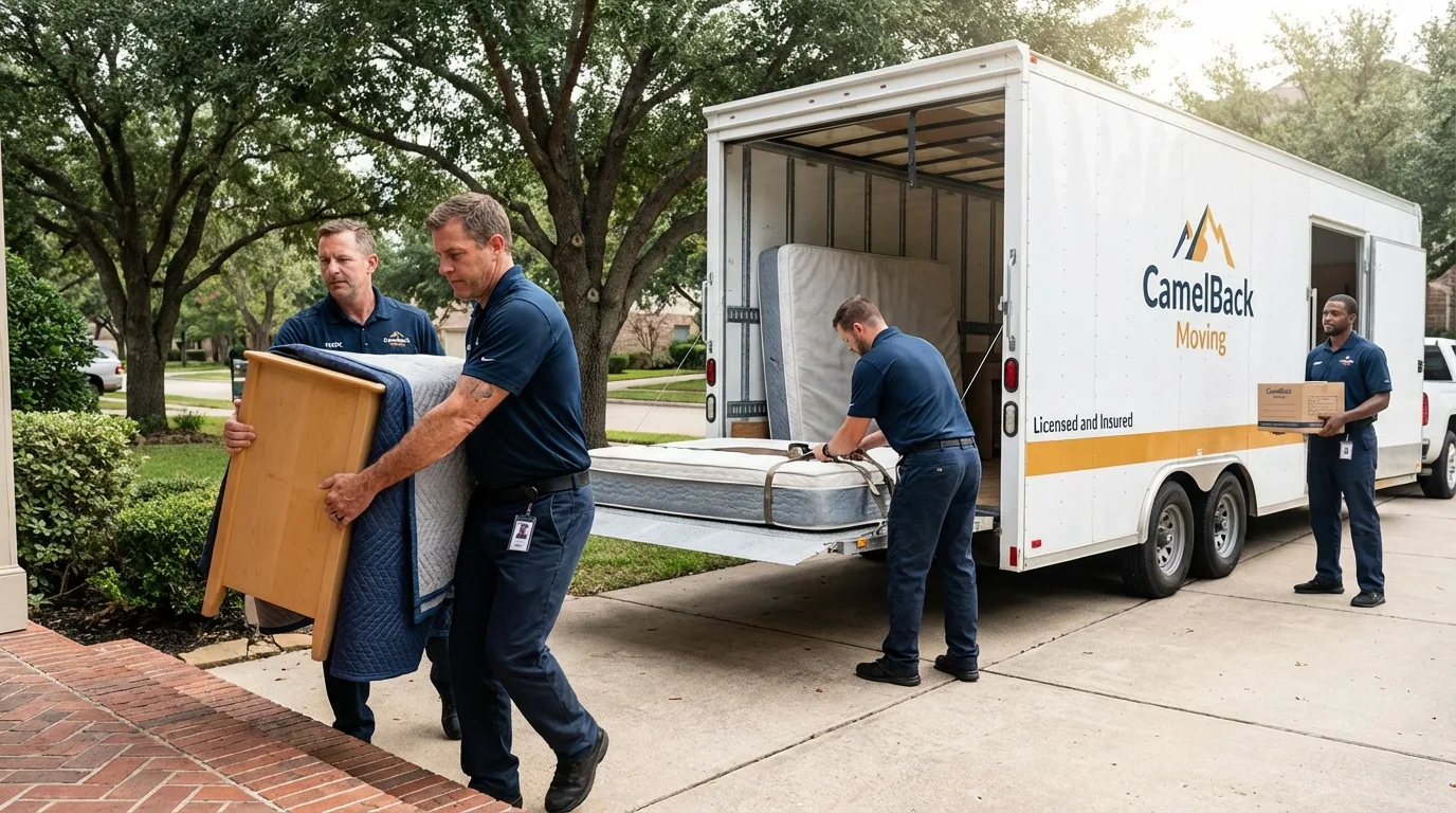 Crew loading residential truck for cross-state move from Rockford, MI