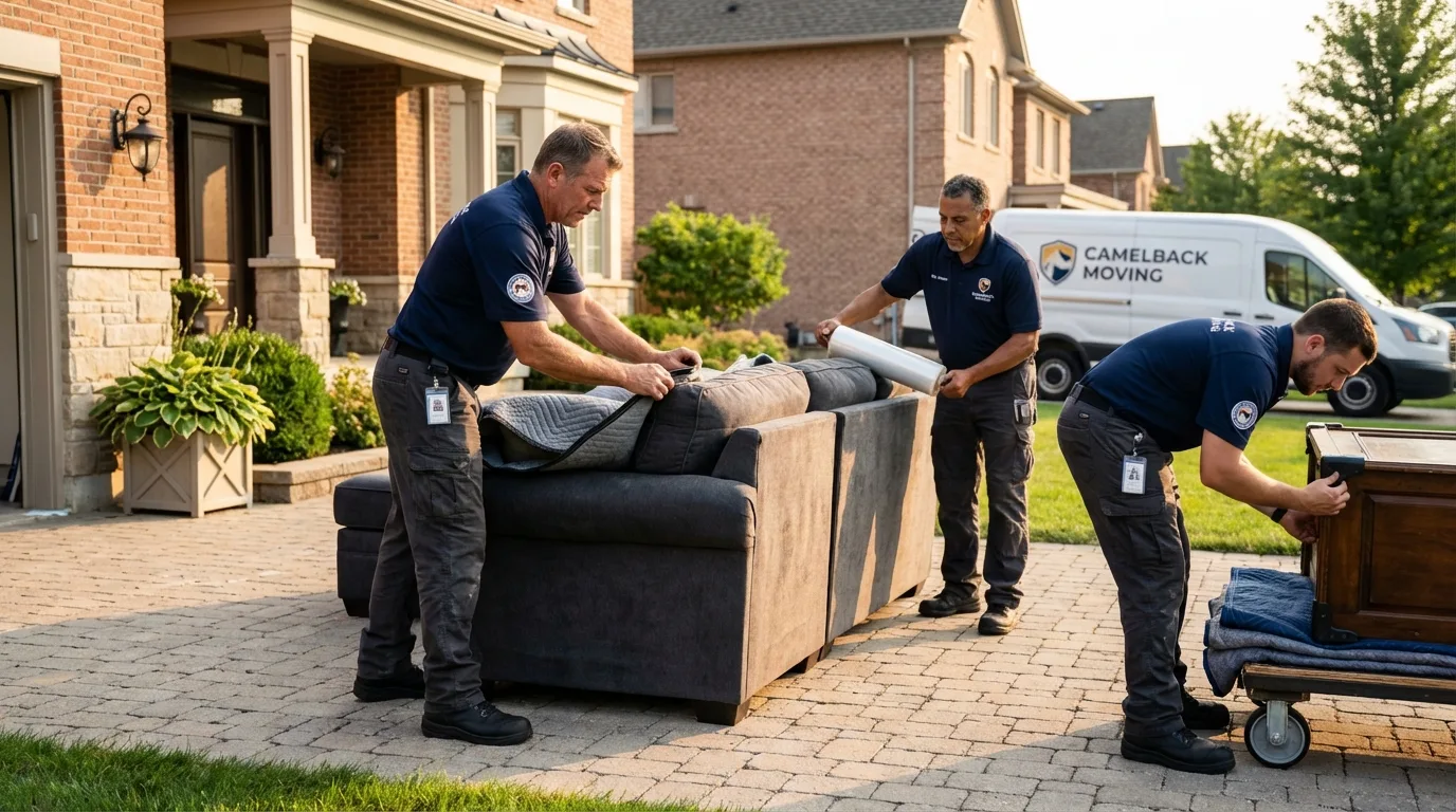 Large estate moving crew wrapping furniture in Rockford, MI