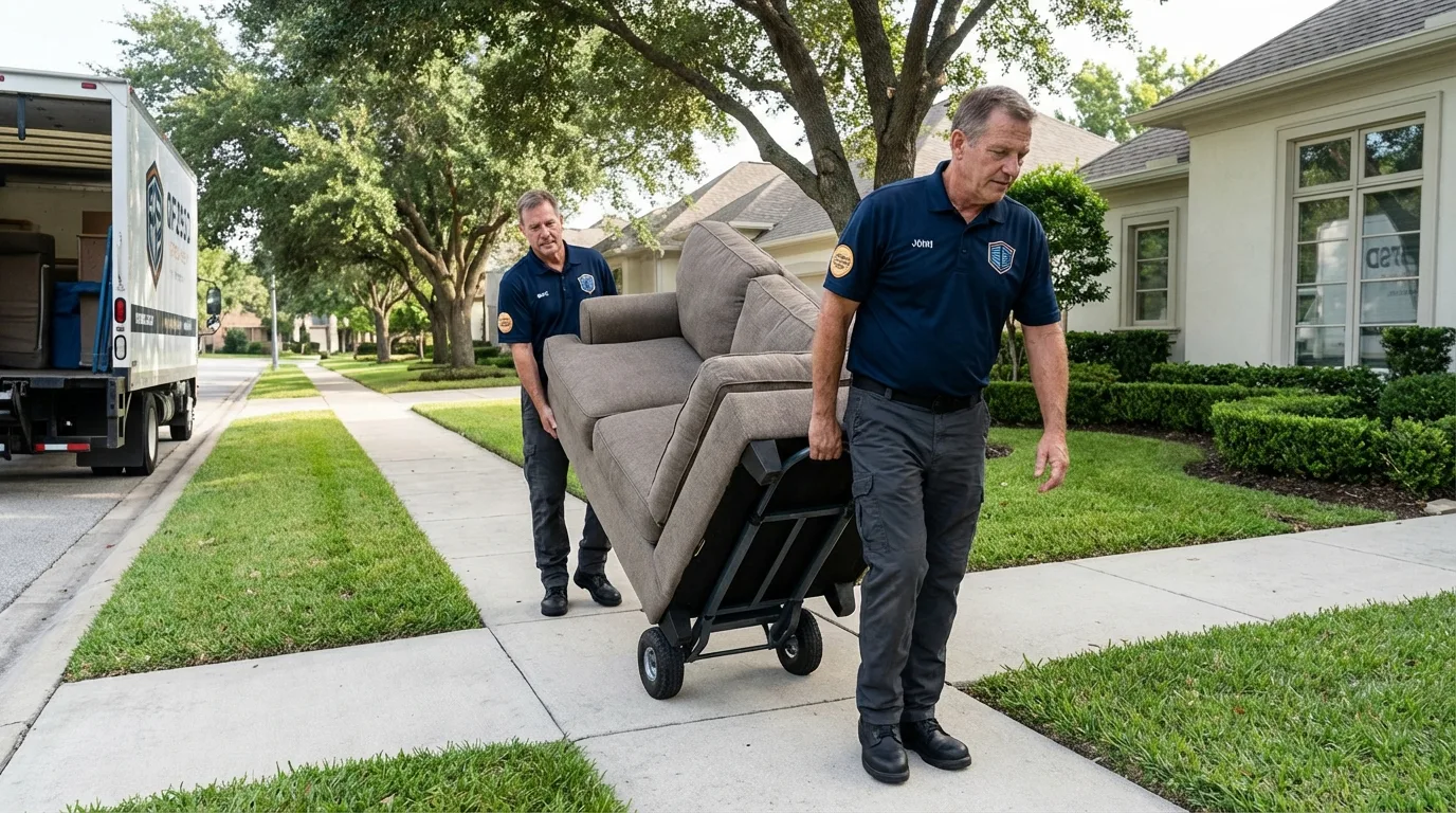 Local residential moving crew loading furniture in Rockford, MI